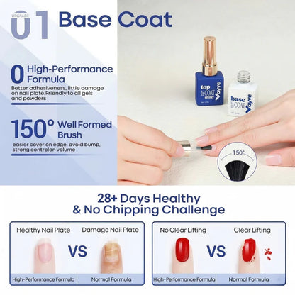 GV961 Vayve Base & Top Coat Combo 15ml | Gel Base Coat + Glossy Top Coat UV/LED