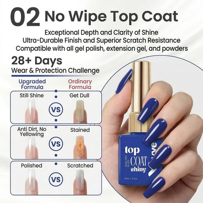 GV961 Vayve Base & Top Coat Combo 15ml | Gel Base Coat + Glossy Top Coat UV/LED
