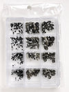 GV1148 Black & Smoky Grey Assorted Nail Art Rhinestones & Crystal Charms – 12-Compartment Set