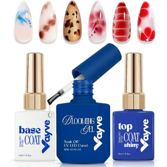 GV965 Vayve Blooming Gel Combo 15ml | Base Coat + Blooming Gel + Glossy Top Coat