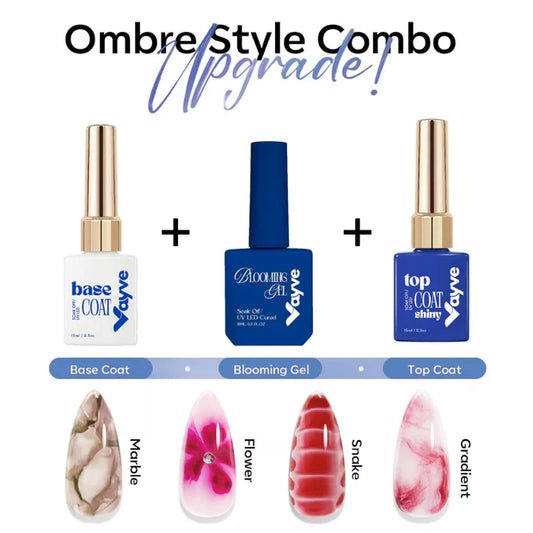 GV965 Vayve Blooming Gel Combo 15ml | Base Coat + Blooming Gel + Glossy Top Coat