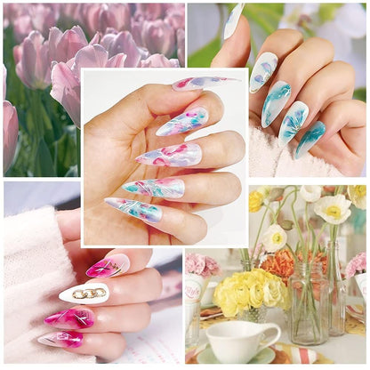 GV938 THR3E STROKES Professional Blooming Nail Ink for Marble Effect - Watercolor Blossom Polish for Nail Art | Magic Spread Fluid Pigment for UV Gel Nails | Smokey Gradient DIY Manicure (1 Bottle, 7.5ml)
