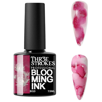 GV938 THR3E STROKES Professional Blooming Nail Ink for Marble Effect - Watercolor Blossom Polish for Nail Art | Magic Spread Fluid Pigment for UV Gel Nails | Smokey Gradient DIY Manicure (1 Bottle, 7.5ml)