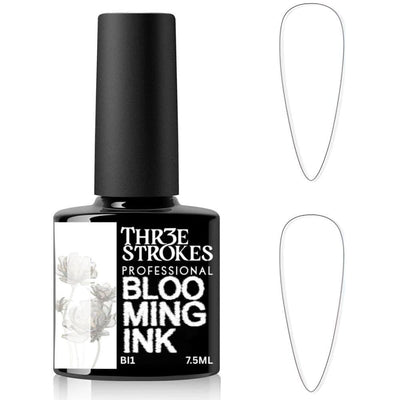 GV938 THR3E STROKES Professional Blooming Nail Ink for Marble Effect - Watercolor Blossom Polish for Nail Art | Magic Spread Fluid Pigment for UV Gel Nails | Smokey Gradient DIY Manicure (1 Bottle, 7.5ml)