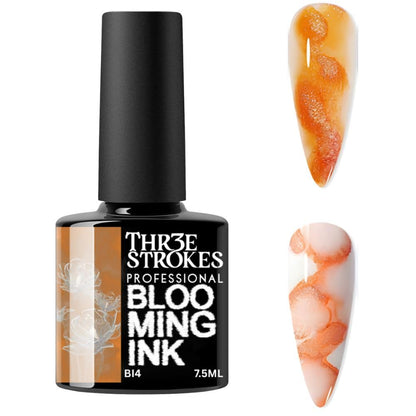 GV938 THR3E STROKES Professional Blooming Nail Ink for Marble Effect - Watercolor Blossom Polish for Nail Art | Magic Spread Fluid Pigment for UV Gel Nails | Smokey Gradient DIY Manicure (1 Bottle, 7.5ml)