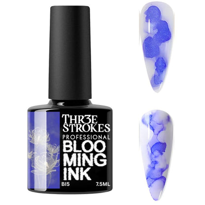 GV938 THR3E STROKES Professional Blooming Nail Ink for Marble Effect - Watercolor Blossom Polish for Nail Art | Magic Spread Fluid Pigment for UV Gel Nails | Smokey Gradient DIY Manicure (1 Bottle, 7.5ml)