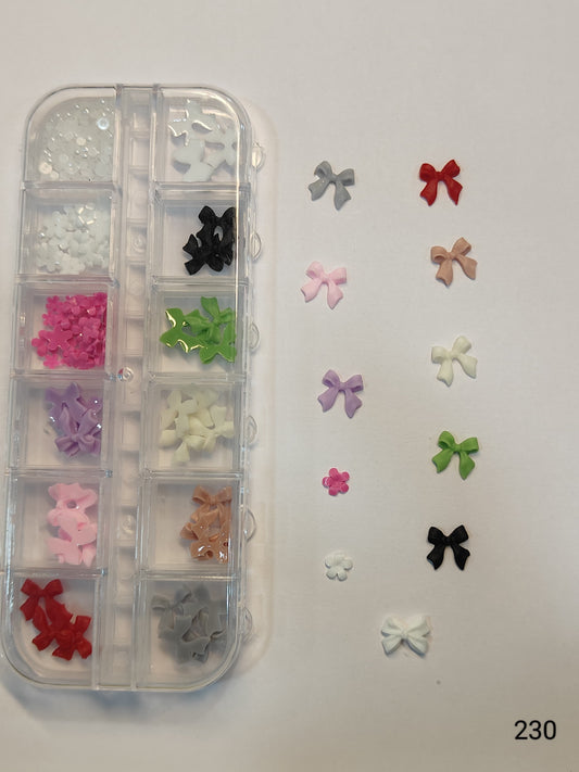 GV655 3D Bow & Flower Nail Art Decorations – Multicolor Box (230)