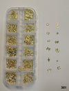 GV658 3D Gold Metallic Nail Art Decorations – Mixed Shapes Box (301)