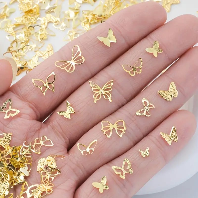 GV635 Gold Butterfly Nail Charms – 3D Nail Art Decorations