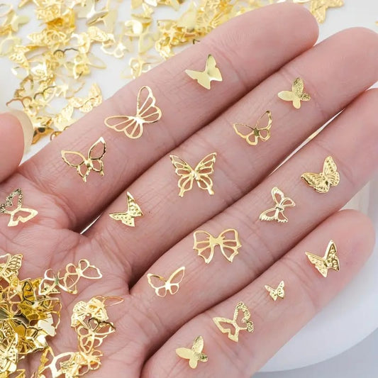 GV635 Gold Butterfly Nail Charms – 3D Nail Art Decorations