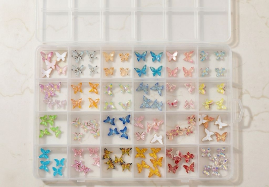 GV1100 THR3E STROKES 3D Butterfly Nail Charms Set – Colorful Glitter Butterfly Nail Art Decorations for Acrylic, Gel, Press-On & DIY Nails