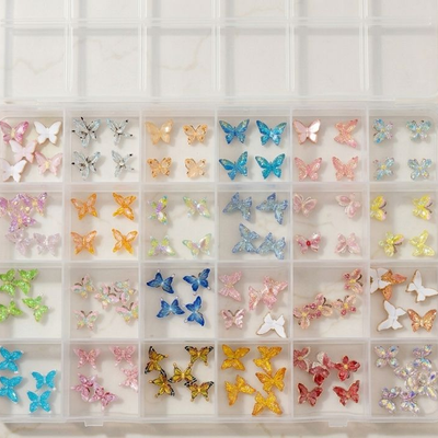 GV1100 THR3E STROKES 3D Butterfly Nail Charms Set – Colorful Glitter Butterfly Nail Art Decorations for Acrylic, Gel, Press-On & DIY Nails