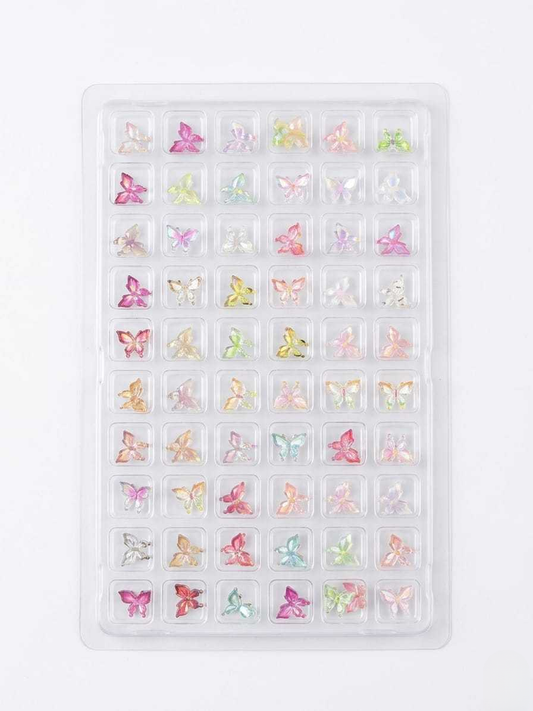 GV1086 3D Butterfly Nail Charms Set – Colorful Aurora Resin Butterfly Nail Art Decorations for Acrylic, Gel & DIY Manicure (60 Pcs Assorted Designs)