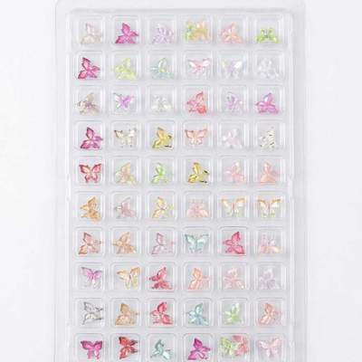 GV1086 3D Butterfly Nail Charms Set – Colorful Aurora Resin Butterfly Nail Art Decorations for Acrylic, Gel & DIY Manicure (60 Pcs Assorted Designs)