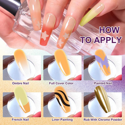 GV903 THR3E STROKES Ombre Gel Nail Polish with Nail Art Sponges for Pat Gel Ombre Color Palette Blush Effect Pat Painting Gradient Blooming Gels 9colors for Ombre Nails Multistyle French Manicure DIY