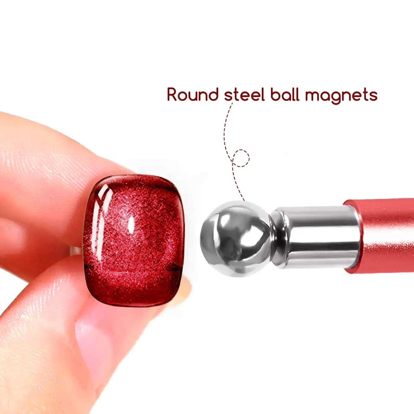 GV778 THR3E STROKES Essentials Cat Eye Magnetic For Nails Double-head Nail Magnet Sturdy Cat Eye Magnet For Nails With Round Magnetic Bead Multifunctional Magnet For Cat Eye Gel Polish Home Diy (Ball Magnet)