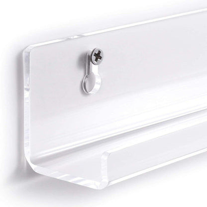 GV1157 Clear Acrylic Wall Mount Nail Polish Organizer Racks – Floating Shelf Display Stand, Set of 4 Pcs
