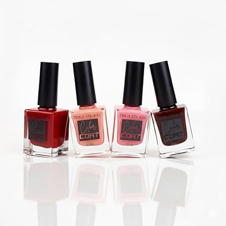 GV787 THR3E STROKES Color Coat Nail Enamel, 10ml | Glossy Finish | Quick Drying | Long Lasting | High Shine | Chip Defiant | Even-Finish | Vegan | Non-Toxic | Ethanol-Free