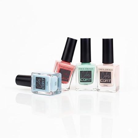 GV787 THR3E STROKES Color Coat Nail Enamel, 10ml | Glossy Finish | Quick Drying | Long Lasting | High Shine | Chip Defiant | Even-Finish | Vegan | Non-Toxic | Ethanol-Free