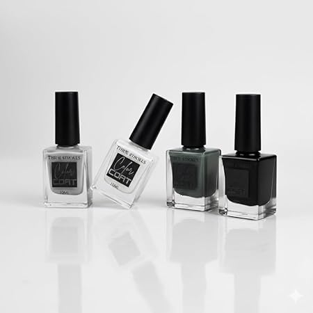 GV787 THR3E STROKES Color Coat Nail Enamel, 10ml | Glossy Finish | Quick Drying | Long Lasting | High Shine | Chip Defiant | Even-Finish | Vegan | Non-Toxic | Ethanol-Free