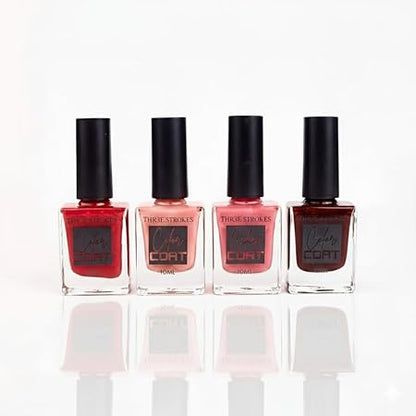 GV787 THR3E STROKES Color Coat Nail Enamel, 10ml | Glossy Finish | Quick Drying | Long Lasting | High Shine | Chip Defiant | Even-Finish | Vegan | Non-Toxic | Ethanol-Free