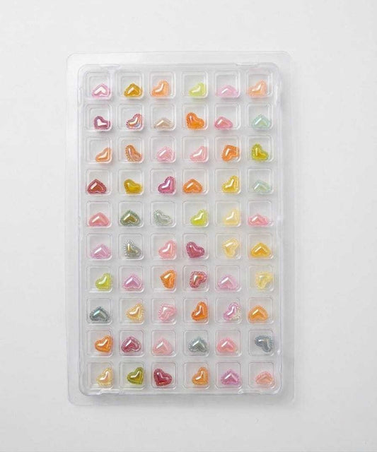 GV1084 3D Colorful Heart Nail Charms Set – Mixed Candy Color Resin Heart Nail Art Decorations for Acrylic, Gel & DIY Manicure (60 Pcs Assorted Designs)