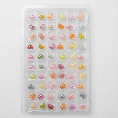 GV1084 3D Colorful Heart Nail Charms Set – Mixed Candy Color Resin Heart Nail Art Decorations for Acrylic, Gel & DIY Manicure (60 Pcs Assorted Designs)