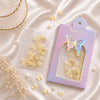 GV1110 M&Co 3D Cream Butterfly Nail Art Decorations Set – Mixed Sizes, Caviar Pearls, and Gold Wire Bows