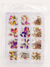 GV1141 Iridescent Crystal Nail Art Rhinestone Kit – Multi-Shape AB Gem Set with Grid Storage Organizer