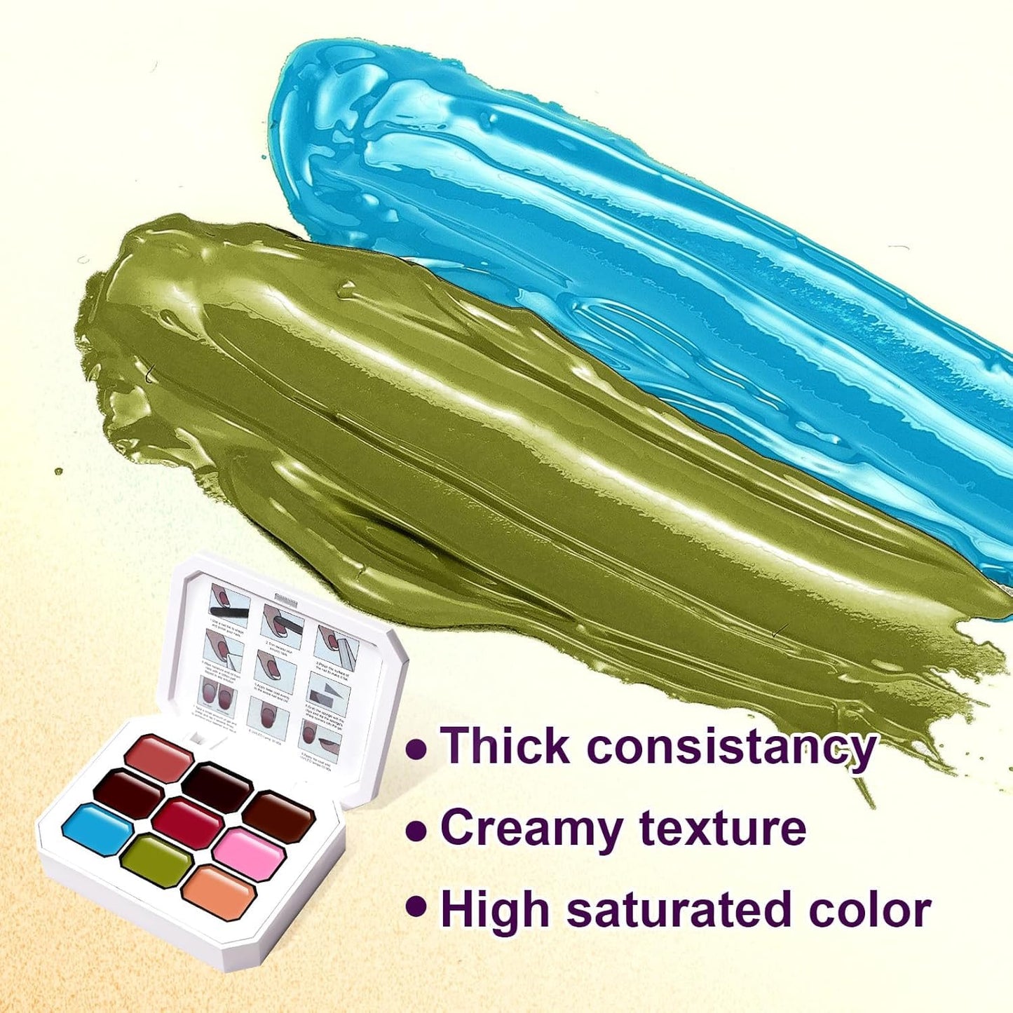 GV903 THR3E STROKES Ombre Gel Nail Polish with Nail Art Sponges for Pat Gel Ombre Color Palette Blush Effect Pat Painting Gradient Blooming Gels 9colors for Ombre Nails Multistyle French Manicure DIY