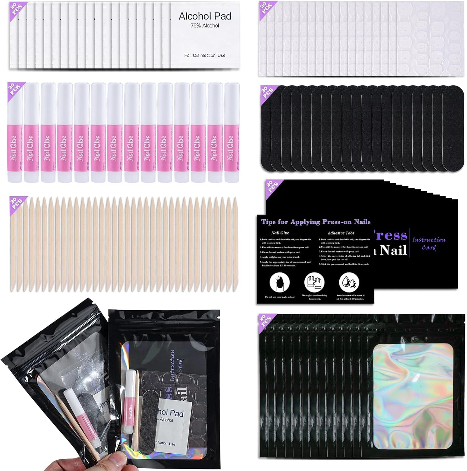 GV1003 INOG Disposable Nail Supplies Kits,Professional Manicure Press ...