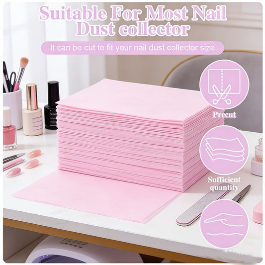 GV1117 Disposable Nail Dust Collector Filter Sheets – Pre-Cut Replacement Filter Pads for Nail Dust Collector Machine (Pink)