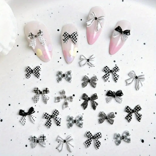 GV735 3D Dot Bowknot DIY Nail Art Clips – Elegant Metallic Nail Decorations for Women