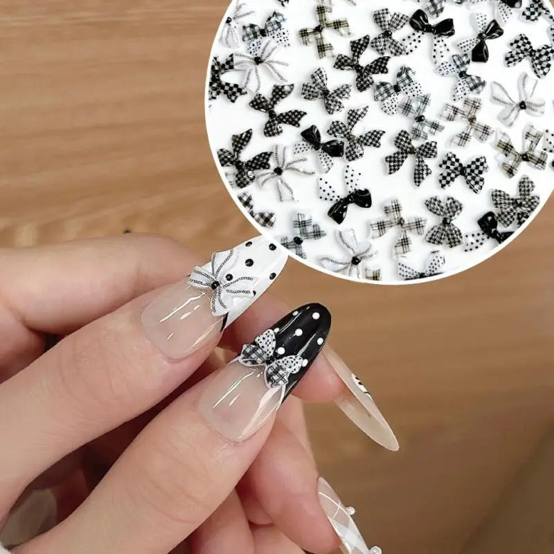 GV735 3D Dot Bowknot DIY Nail Art Clips – Elegant Metallic Nail Decorations for Women