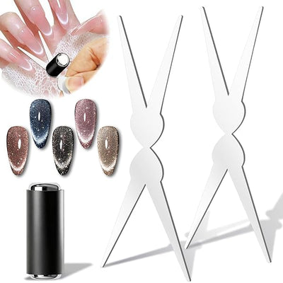 GV892 THR3E STROKES Double-head Cat Eye Nail Magnet, 2 in 1 Strong Magnetic Tool for French Effect, Perfect for DIY or Nail Salon