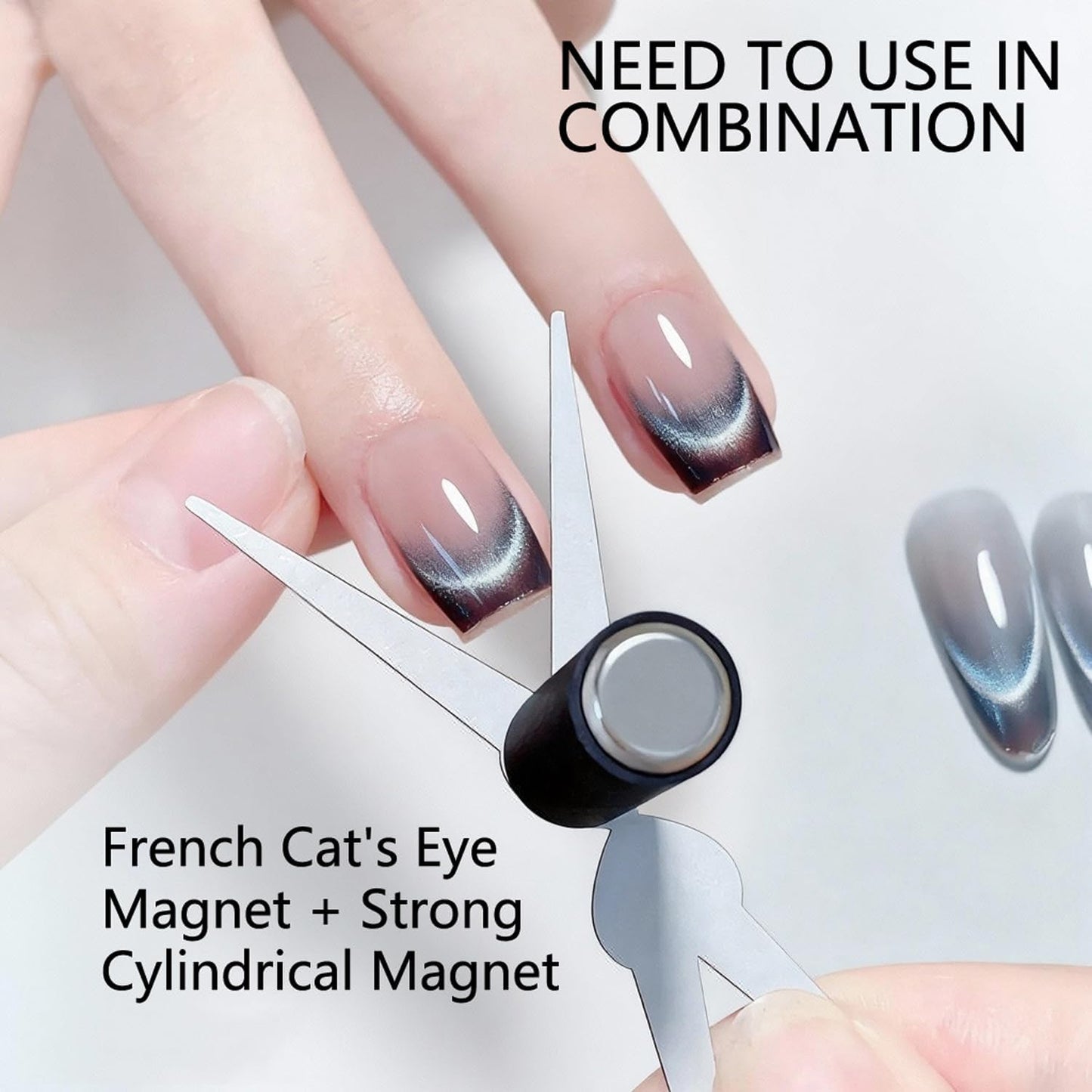 GV892 THR3E STROKES Double-head Cat Eye Nail Magnet, 2 in 1 Strong Magnetic Tool for French Effect, Perfect for DIY or Nail Salon
