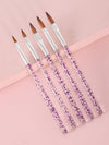 GV603 Nail Drawing Pen, 5PCS Rhinestone Handle Nail Art Pen Brush,Painting Drawing Liner Nail Tools