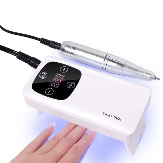 GV577 2-in-1 Electric Nail Drill with UV/LED Nail Lamp – Professional Manicure & Pedicure Machine Gel Nail Enhancement, Polishing & Shaping - USB Rechargeable, No Power Adapter Included, Nail Salon Equipment