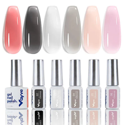 GV972 Vayve Ethereal Jelly Gel Polish Set – Glass 6 Sheer Nude & Smoky Shades