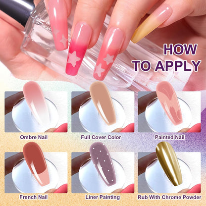 GV903 THR3E STROKES Ombre Gel Nail Polish with Nail Art Sponges for Pat Gel Ombre Color Palette Blush Effect Pat Painting Gradient Blooming Gels 9colors for Ombre Nails Multistyle French Manicure DIY