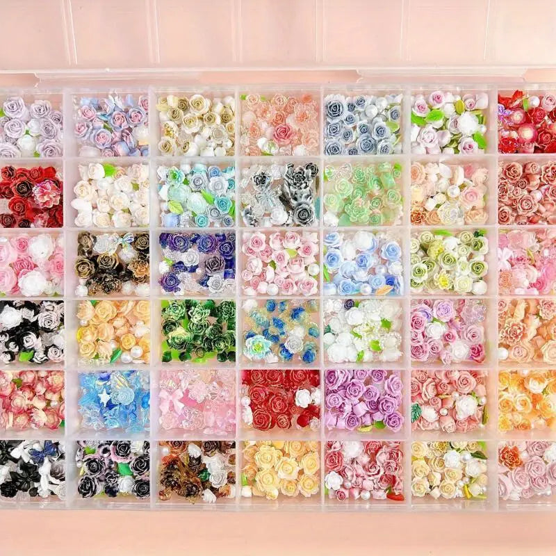 GV734 Nail Art Charms – Assorted Floral & Leaf Designs for DIY Manicure & Pedicure, Alcohol-Free Nail Art Decorations