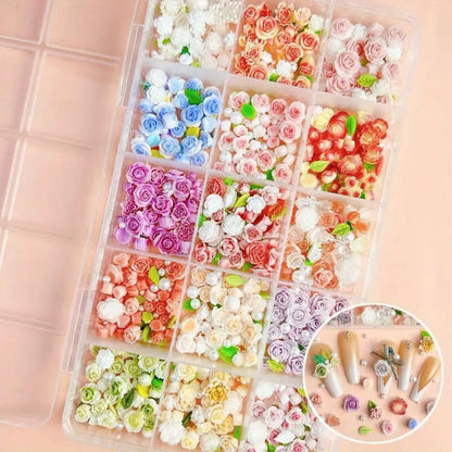 GV734 Nail Art Charms – Assorted Floral & Leaf Designs for DIY Manicure & Pedicure, Alcohol-Free Nail Art Decorations