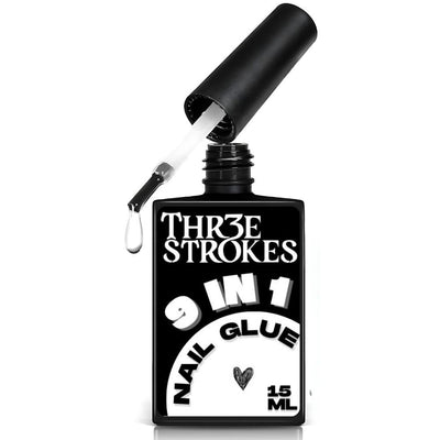 GV895 THR3E STROKES Gel Polish 9 In 1 Gel Nail Glue for Clear Acrylic Nail Tips 15ml Long Lasting Nail Kit for False Nails Tips, Base Blooming Nail, Christmas Nail Art, U V Light Required (THICK FORMULA)