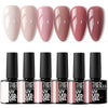 GV894 THR3E STROKES Gel Nail Polish Set - 6 Colors Milky Taro Series (7.5ml) - Nude Pink, Mauve, & Rose Neutral Shades - Glossy Finish Soak Off UV/LED Curing Nail Art Manicure Kit for Home & Salon (CHERRY BLOSSAM)