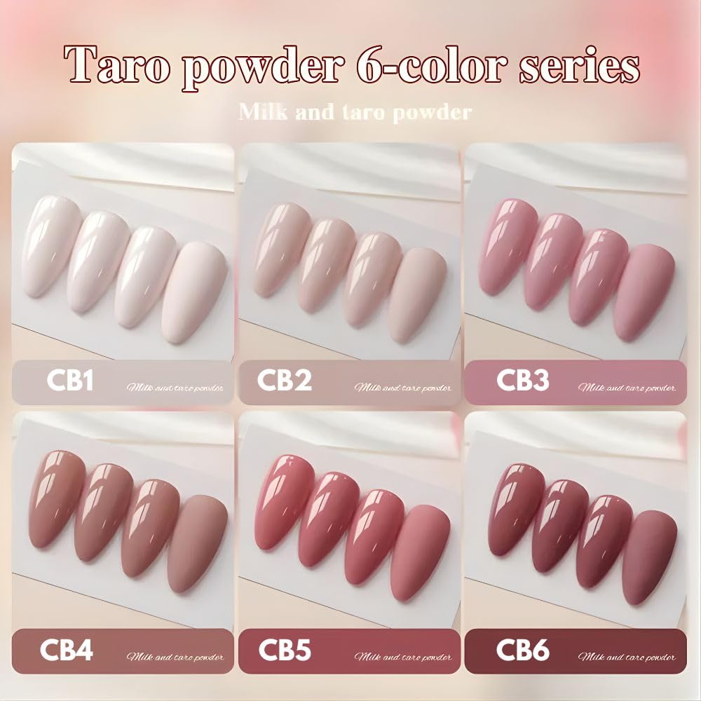 GV894 THR3E STROKES Gel Nail Polish Set - 6 Colors Milky Taro Series (7.5ml) - Nude Pink, Mauve, & Rose Neutral Shades - Glossy Finish Soak Off UV/LED Curing Nail Art Manicure Kit for Home & Salon (CHERRY BLOSSAM)