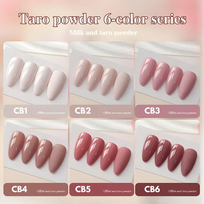 GV894 THR3E STROKES Gel Nail Polish Set - 6 Colors Milky Taro Series (7.5ml) - Nude Pink, Mauve, & Rose Neutral Shades - Glossy Finish Soak Off UV/LED Curing Nail Art Manicure Kit for Home & Salon (CHERRY BLOSSAM)