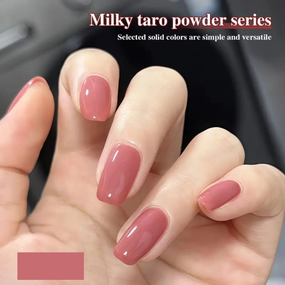 GV894 THR3E STROKES Gel Nail Polish Set - 6 Colors Milky Taro Series (7.5ml) - Nude Pink, Mauve, & Rose Neutral Shades - Glossy Finish Soak Off UV/LED Curing Nail Art Manicure Kit for Home & Salon (CHERRY BLOSSAM)