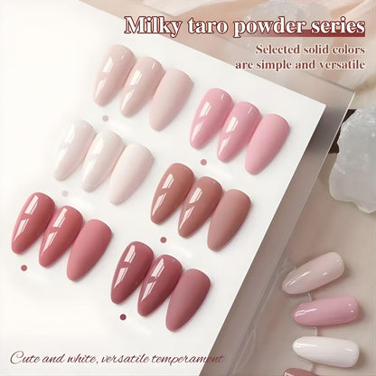 GV894 THR3E STROKES Gel Nail Polish Set - 6 Colors Milky Taro Series (7.5ml) - Nude Pink, Mauve, & Rose Neutral Shades - Glossy Finish Soak Off UV/LED Curing Nail Art Manicure Kit for Home & Salon (CHERRY BLOSSAM)