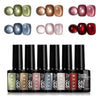 GV940 THR3E STROKES Glam Set - 6 Color Cat Eye Gel Polish Kit (7.5ml Each), 9D Magnetic Nail Polish Set for Galaxy & Velvet Effects, UV/LED Soak Off Sparkle Glitter Gel, Professional Nail Art Manicure Set (GLAM)