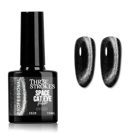 GV1127 THR3E STROKES 9D Glitter Cat Eye Gel Magnetic Nail Polish Art Manicure DIY at Home Soak Off UV Gel 7.5ML (CE29, 7.5ML)
